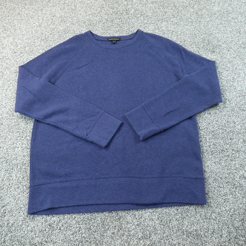 Banana Republic Sweater Mens L Blue Waffle Knit Thermal Pullover Crewneck Casual
